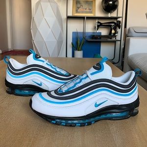 Nike Air Max 97 - M’s 9 - White Black Blue-Laser / 3M Reflective